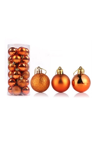 [K1340760] Mini Kerstballetjes Oranje Met Koord 3cm 24stuks