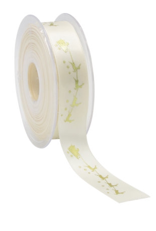 [K1391184] Kerstlint Satijnlint Kerstman In Slee Champagne & Goud 23mm x 25 meter