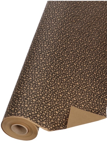[K1060110] Kraftpapier Bruin Kraft Stars Black 70cm x 50meter