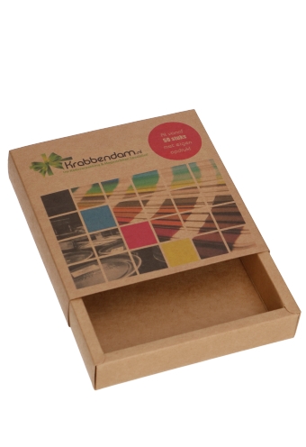 [K1272044-PRINT] Schuifdoosje Jakarta Kraft Digitaal Bedrukt 12.5x12.5x2.8cm 10stuks