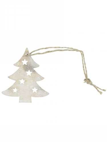 [K1340593] Houten Decoratie Denneboom & Ster Met Koord 5x4.3cm 24stuks