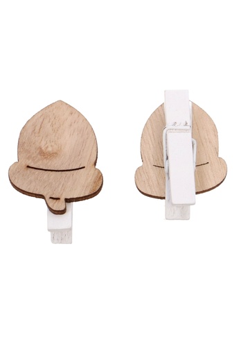 [K1340765] Houten Decoratie Eikeltjes Naturel Met Knijper 3.2x3.5cm 36stuks
