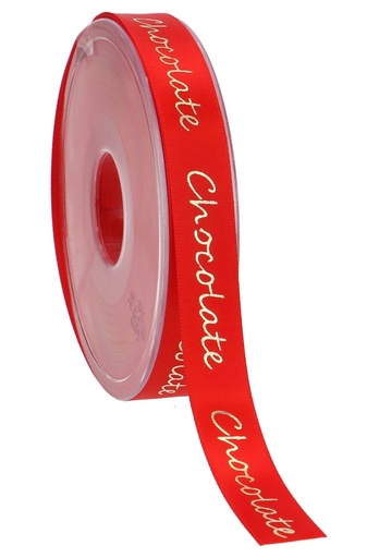 [K1391195] Luxe Satijn Lint Rood & Goud Chocolade 15mm x 25meter