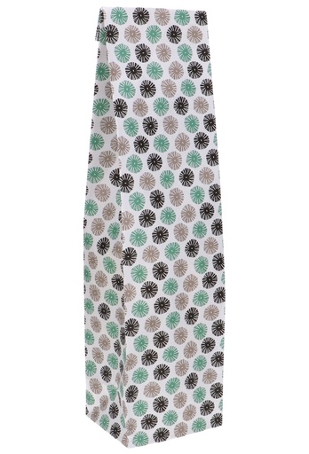 [K1170630] Luxe Wijnzak Met Blokbodem Fiore Taupe Mint Zwart 10x8x41cm 50stuks