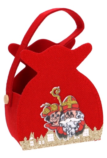 [K1220220] Geschenktasje Vilt Sinterklaas & Piet Zak Met Hengsel 13x7x22cm 6stuks