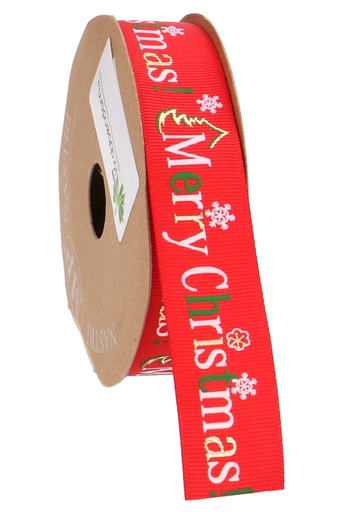 [K1391209] Kadolint Satijn Mat Santa Merry Christmas Red 25mm x 10meter