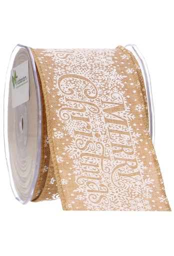 [K1391206] Luxe Kadolint IJzerdraad Merry Christmas Gold & White 63mm x 10meter