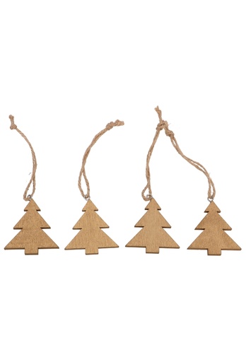 [K1340776] Decoratie Hanger Houten Tree Gold & Koord 4.5x5cm 4stuks