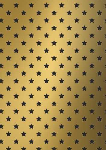 [K1414210] Luxe Kerstpapier Stars Goud & Zwart 30cm x 175meter OP IS OP