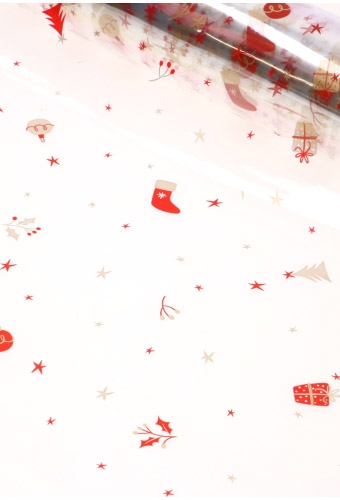 [K1080135] Cadeaufolie Kerstmis 70 cm x 200meter 30mu rol Cellofaanfolie