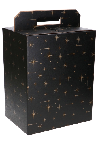 [K1272098] Geschenkdoos Draagbox Zwart Stars 28x20x35cm 50stuks