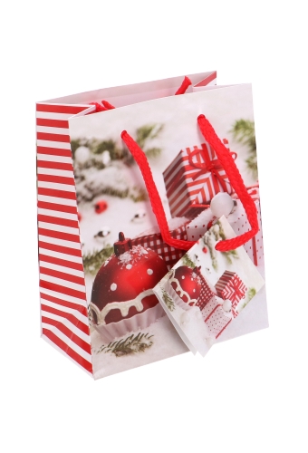 [K1330131] Kersttasjes Klein Kerst Cadeau In De Sneeuw 11x6.5x14.5cm 12stuks