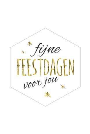 [K1210252] Etiketten Kerst Ruit Fijne Feestdagen Voor Jou Goud 3.9x4.1cm 250stuks
