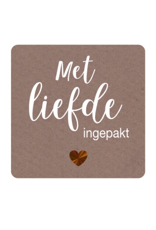 [K1210263] Etiketten Liefde Met Liefde Ingepakt Kraft 3.9x3.9cm 250stuks