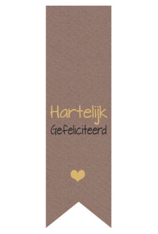 [K1210271] Langwerpig Vaandel Feest Hartelijk Gefeliciteerd 2.5 x 8.5cm 250stuks