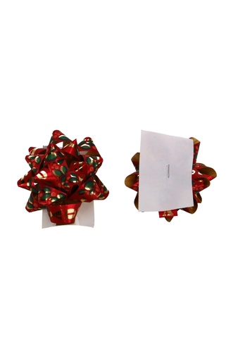 [K1370088] Kerst Mini Bows Strik Rond 50mm Christmas Joy Rood & Plakker 50stuks