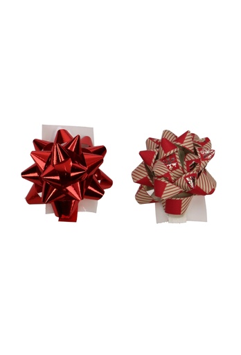 [K1370090] Kerst Mini Bows Strik Rond 50mm Metallic Xmas Red & Plakker 50stuks