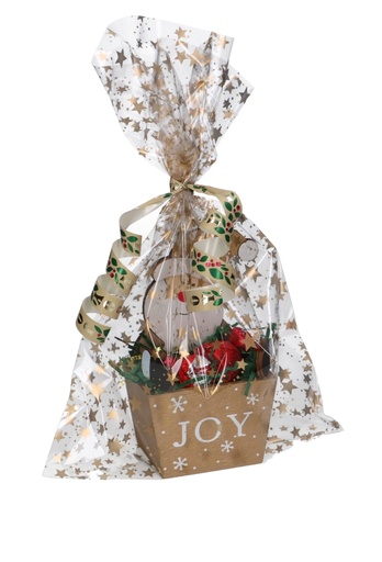 [K1230216] Cellofaan Zakjes Stars Gold 25x40cm 50stuks