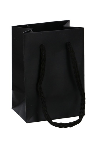 [K1110791] Kadotasjes Latina Mat Zwart Met Koord 7x5x10cm 12stuks