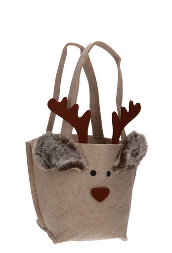 [K1230267] Geschenktasje Vilt Blitzen het Rendier Groot 10x11x29cm 1stuks