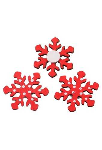 [K1340382] Houten Decoratie Snow Red & White Plakker 3cm 100stuks