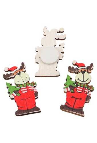 [K1340386] Houten Decoratie Rendier & Boom Plakker 3cm 100stuks