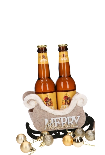 [K1230269-BIER] Bierverpakking Slee Merry Christmas 2 Bierflesjes 19x8.5x13cm 1stuks