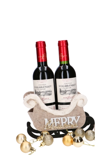 [K1230269-PIC] Wijnverpakking Slee Merry Christmas 2 piccolo Flesjes 19x8.5x13cm 1st