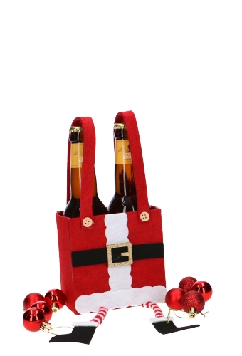 [K1230265-BIER] Bierverpakking Santa Met Voetjes 2 Flesjes Bier 11x7.5x24cm 1stuks