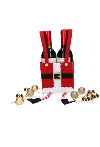 [K1230265-PIC] Wijnverpakking 2 Flesjes Piccolo Santa Met Voetjes 11x7.5x24cm 1stuks