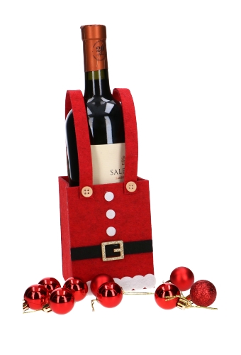 [K1230266-WIJN] Wijntasjes 1 fles Santa 8.5x8.5x23cm 12stuks