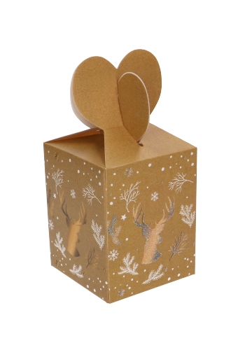 [K1230146] Geschenkdoosje Christmas Gold 8.5x8.5x10.5cm 12stuks