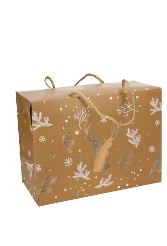 [K1230145] Kadodoosjes Rendier Kerstmis Gold  & Koord 27x11x20cm 12stuks