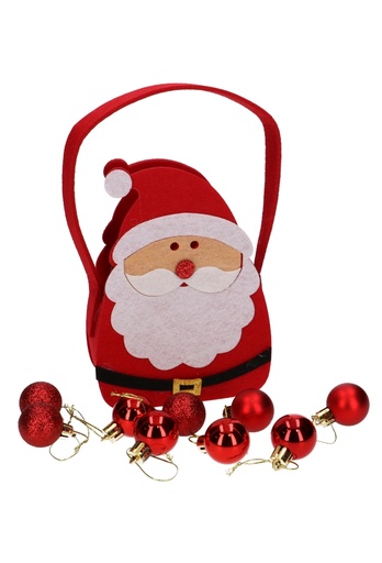 [K1230275] Geschenkmandje Vilt Kerstman Assorti 3 met Hengsel 13x6.5x23cm 12st