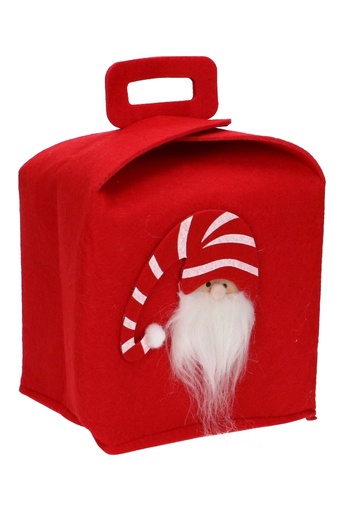 [K1230264] Geschenkmandje Vilt Kerstman met Hengsel 15x16x23cm 1stuks OP IS OP