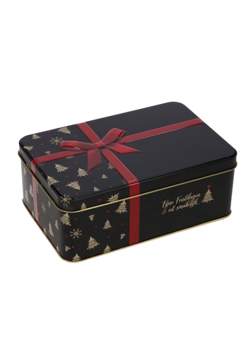 [1150488] Blikken Kerst Fijne Feestdagen Zwart 19.2x12.7x7.5cm 12stuks