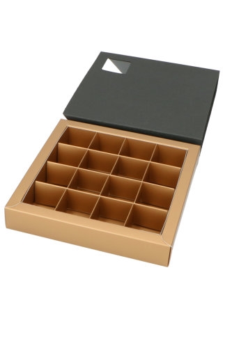 [1360614] Schuif Bonbondoosjes Oslo Mat Zwart 16 Bonbons 17.3x17.2x3.2cm 36stuks