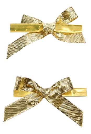 [K1420292] Luxe Strikje Satijn Metallic Goud & Clip 6x3.5cm 300stuks lint 1cm
