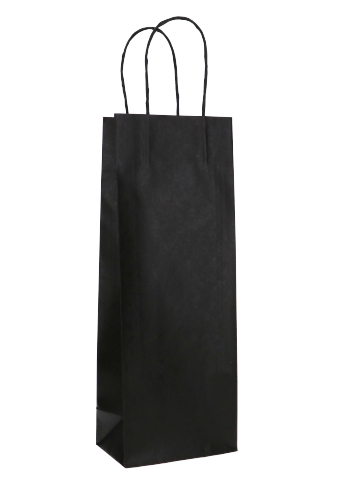 [K1171240] Wijntasjes 1 Fles Zwart Kassel Met Gedraaid Koord 14x9x38cm 50stuks