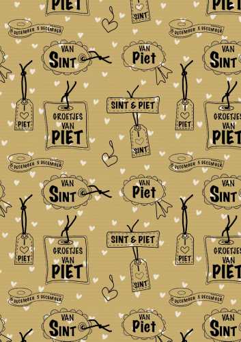 [1202014-60] Sintpapier Bruin Kraft Hartelijke Groetjes 60cm x 125meter OP IS OP