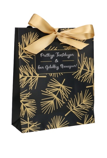 [K1330332] Kersttasjes Pine Prettige Feestdagen & Lintgleuf 19X7x23cm 10stuks