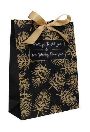 [K1330333] Kersttasjes Pine Prettige Feestdagen & Lintgleuf 24X10X32cm 10stuks