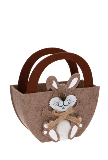 [K1110798] Paastasjes Haas Met Kuif Vilt & Hengsels 17x7.5x12cm 6stuks