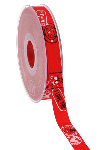 [K1391227] Cadeaulint Satijn Red I love You 15mm x 15meter