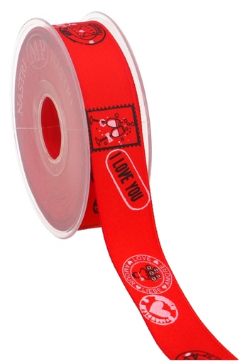 [K1391224] Cadeaulint Satijn Red I love You 25mm x 15meter