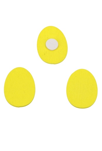 [K1340788] Houten Deco Paas Ei Geel & Plakker 3.5 x 2.5cm 50stuks