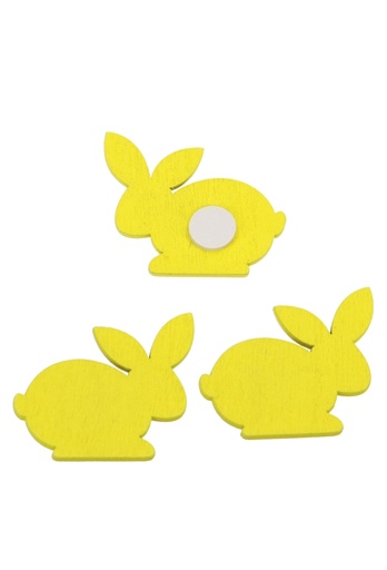 [K1340784] Houten Deco Haasje Geel & Plakker 3.5 x 3.5cm 50stuks