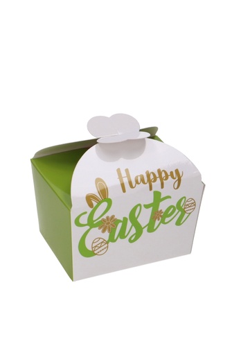 [K1360618] Bonbondoos Happy Easter Groen 250gr & Vlindersluiting 9.5x7.5x6cm 24st