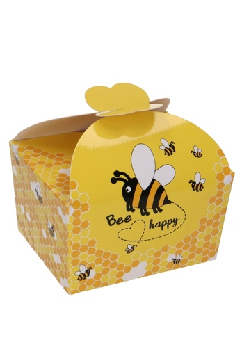 [K1360625] Bonbondoosjes Bee Happy Geel 500gr & Vlindersluiting 11.5x9x7cm 24st
