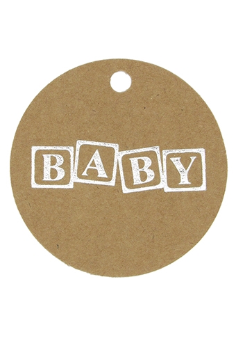 [K1020433] Kadokaartje Baby Metallic Zilver 5cm 50stuks